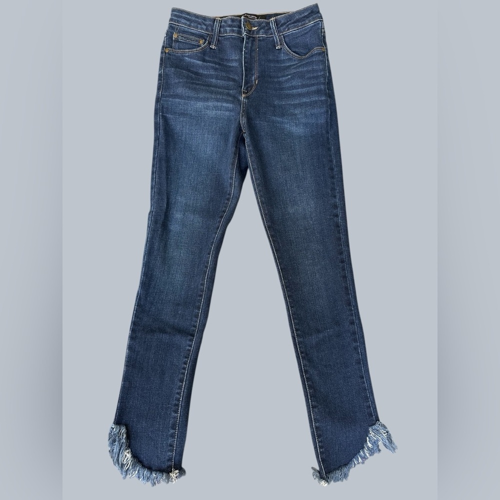 Just Black Denim Dark Blue Frayed Hem Jeans sz 27
